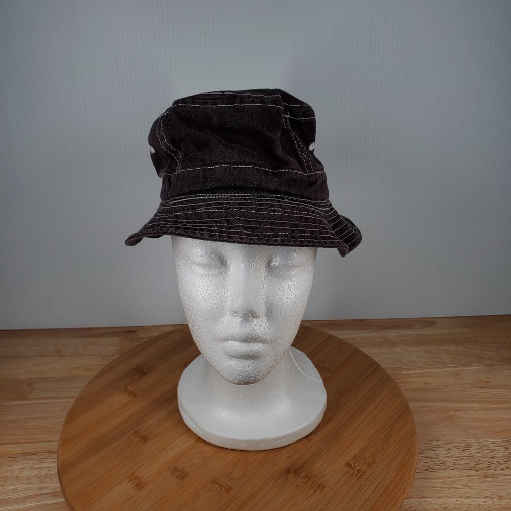 City Trends Sun Hat Brown White Cotton Canvas Bucket Hat Baby Large 2/3 Years